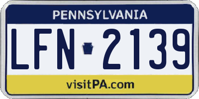 PA license plate LFN2139