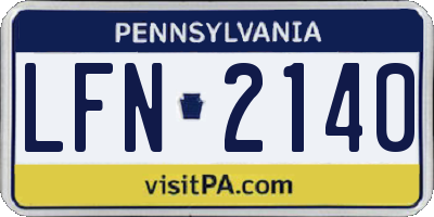 PA license plate LFN2140