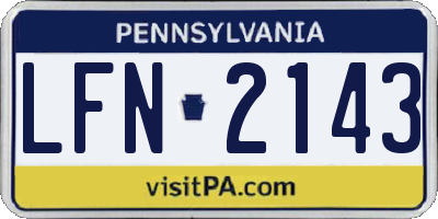 PA license plate LFN2143