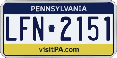 PA license plate LFN2151