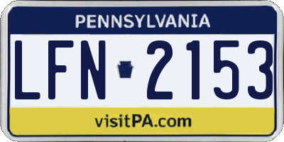 PA license plate LFN2153