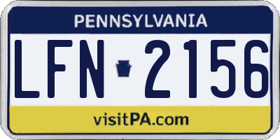 PA license plate LFN2156