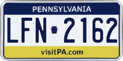 PA license plate LFN2162