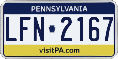 PA license plate LFN2167