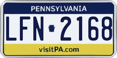PA license plate LFN2168