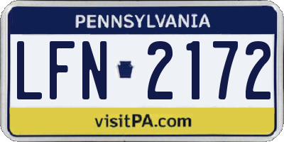 PA license plate LFN2172