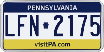 PA license plate LFN2175