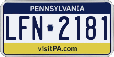 PA license plate LFN2181