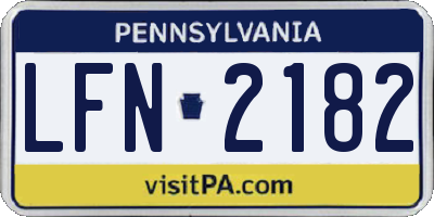 PA license plate LFN2182