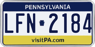 PA license plate LFN2184