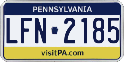 PA license plate LFN2185