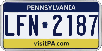 PA license plate LFN2187