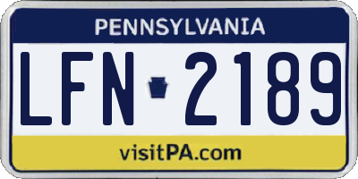 PA license plate LFN2189