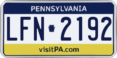 PA license plate LFN2192