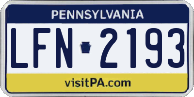 PA license plate LFN2193