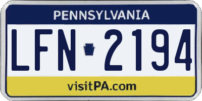 PA license plate LFN2194