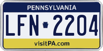 PA license plate LFN2204