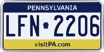 PA license plate LFN2206