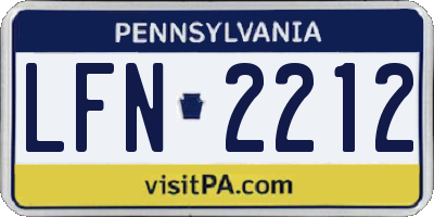 PA license plate LFN2212