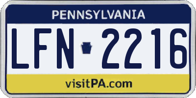 PA license plate LFN2216
