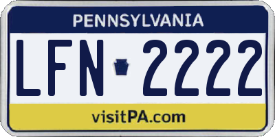 PA license plate LFN2222