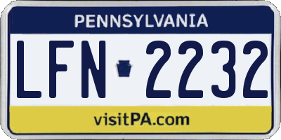 PA license plate LFN2232