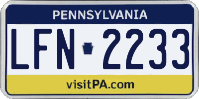 PA license plate LFN2233