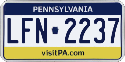 PA license plate LFN2237