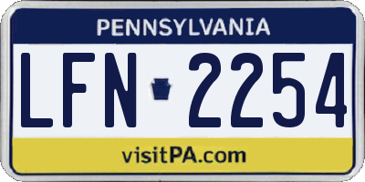 PA license plate LFN2254