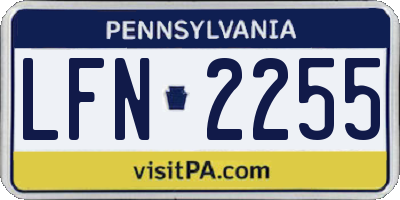 PA license plate LFN2255