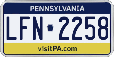 PA license plate LFN2258