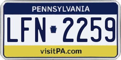 PA license plate LFN2259