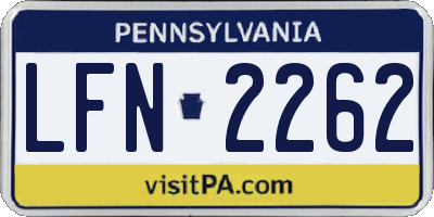 PA license plate LFN2262