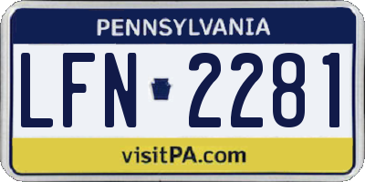 PA license plate LFN2281