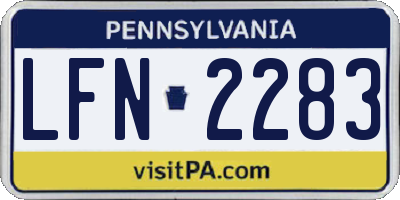PA license plate LFN2283