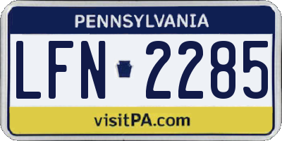 PA license plate LFN2285