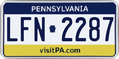 PA license plate LFN2287