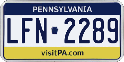PA license plate LFN2289