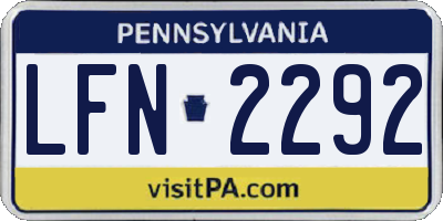 PA license plate LFN2292