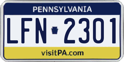 PA license plate LFN2301