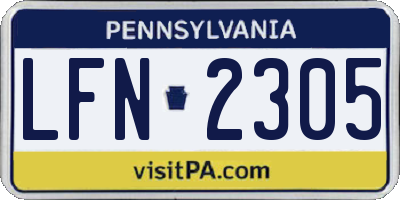 PA license plate LFN2305