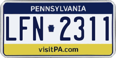PA license plate LFN2311