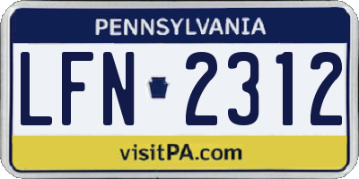 PA license plate LFN2312