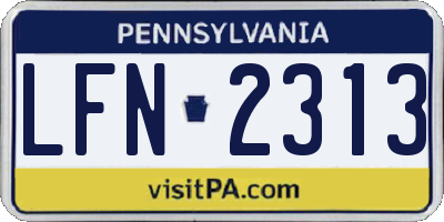 PA license plate LFN2313