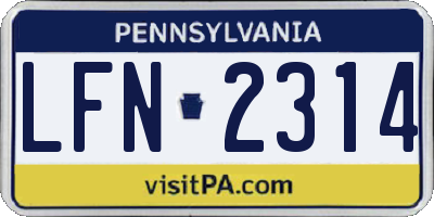 PA license plate LFN2314