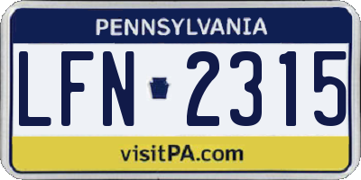 PA license plate LFN2315