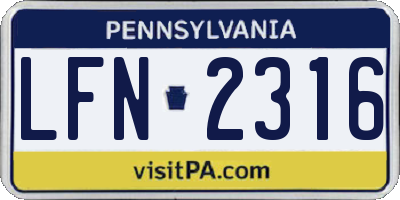 PA license plate LFN2316