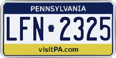 PA license plate LFN2325