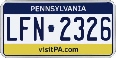 PA license plate LFN2326
