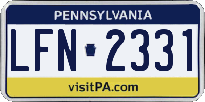 PA license plate LFN2331